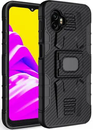 Carbon Fiber Design Case with Stand Ring Grip for Samsung Galaxy XCover 6 Pro