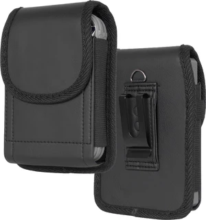Case-Compatible Vegan Leather Pouch Belt Clip Harness for iPhone Duo - Black Case-Compatible Vegan Leather Pouch Belt Clip Harness for iPhone Duo - Black