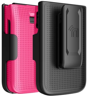 Hard Case and Belt Clip Holster Combo for Jitterbug Flip 3 Phone - Bright Pink Hard Case and Belt Clip Holster Combo for Jitterbug Flip 3 Phone - Bright Pink