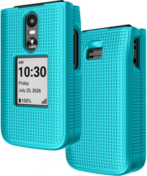Grid Texture Hard Case Slim Cover for Jitterbug Flip 3 Phone - Teal Mint Cyan Grid Texture Hard Case Slim Cover for Jitterbug Flip 3 Phone - Teal Mint Cyan