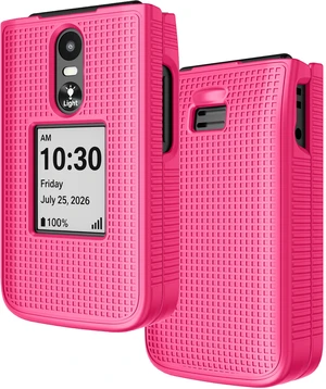 Grid Texture Hard Case Slim Cover for Jitterbug Flip 3 Phone - Bright Pink Grid Texture Hard Case Slim Cover for Jitterbug Flip 3 Phone - Bright Pink