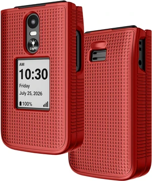 Grid Texture Hard Case Slim Cover for Jitterbug Flip 3 Phone - Bold Red Grid Texture Hard Case Slim Cover for Jitterbug Flip 3 Phone - Bold Red