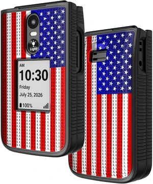 Grid Texture Hard Case Slim Cover for Jitterbug Flip 3 Phone - USA American Flag Grid Texture Hard Case Slim Cover for Jitterbug Flip 3 Phone - USA American Flag