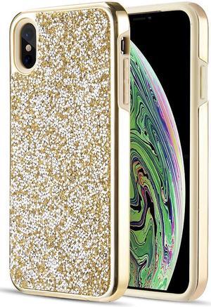 Gold Studded Rock Crystal Bling Rhinestone Case for Apple iPhone Xs Max 6.5"