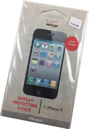 3X VERIZON OEM CLEAR LCD SCREEN PROTECTOR SCRATCH GUARD FOR APPLE iPHONE 4 4s