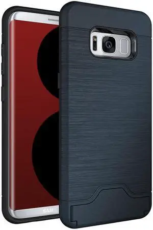 DARK NAVY BLUE CREDIT CARD SLOT KICKSTAND CASE FOR SAMSUNG GALAXY S8 PLUS, S8+