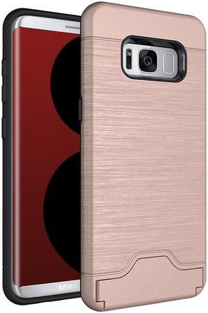 ROSE GOLD PINK CREDIT CARD SLOT KICKSTAND CASE FOR SAMSUNG GALAXY S8 PLUS, S8+
