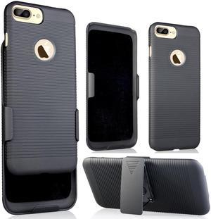 NCP BLACK RIBBED HARD CASE COVER  BELT CLIP HOLSTER STAND FOR iPHONE 78 PLUS 