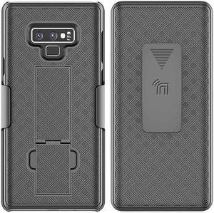 Black Ribbed Case Kickstand Cover + Belt Clip Holster for Samsung Galaxy Note 9