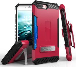 HOT PINK CASE STAND CREDIT CARD SLOT STRAP + BELT CLIP FOR iPHONE 8 PLUS, 7PLUS