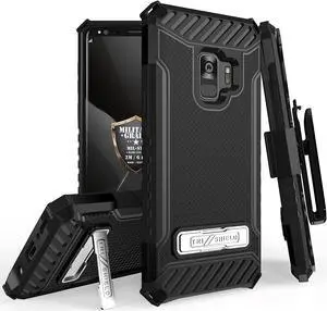 BLACK TRI-SHIELD CASE COVER STAND STRAP BELT CLIP HOLSTER FOR SAMSUNG GALAXY S9