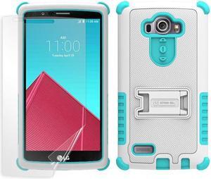 TURQUOISE WHITE TRI-SHIELD SKIN CASE COVER KICKSTAND SCREEN PROTECTOR FOR LG G4