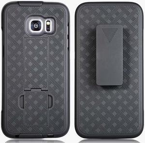 BLACK KICKSTAND CASE COVER  BELT CLIP HOLSTER STAND FOR SAMSUNG GALAXY S7 EDGE