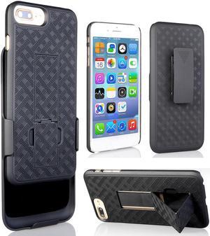 BLACK RUBBERIZED KICKSTAND CASE  BELT CLIP HOLSTER STAND FOR iPHONE 78 PLUS