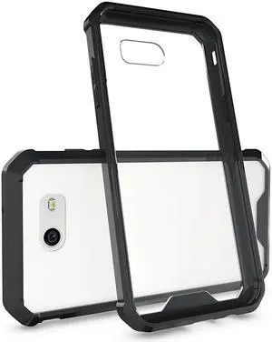 BLACK/CLEAR ANTI-SHOCK TPU CASE HARD COVER FOR SAMSUNG GALAXY J3 EMERGE 2017