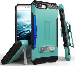 MINT AQUA CASE STAND CARD SLOT COVER STRAP + BELT CLIP FOR iPHONE 8 PLUS, 7PLUS