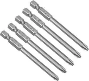 5Pcs 1/4-Inch Hex Shank 75mm Length Phillips 5PH2 Magnetic Screw Driver S2 Screwdriver Bits