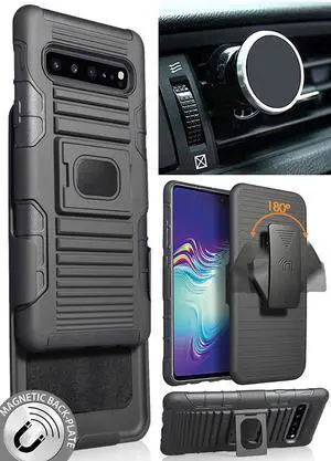 Black Rugged Case Belt Clip Magnetic Car Mount for Samsung Galaxy S10 5G SM-G977