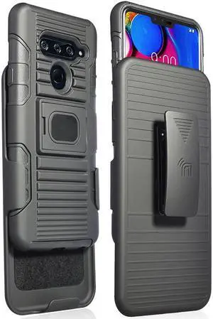 Black Magnet Grip Case Rugged Cover Stand + Belt Clip Holster for LG V40 ThinQ Black Magnet Grip Case Rugged Cover Stand + Belt Clip Holster for LG V40 ThinQ
