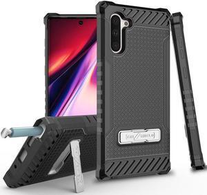 Black Rugged Tri-Shield Case Cover Kickstand Lanyard for Samsung Galaxy Note 10