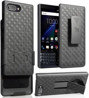 Black Case Kickstand Slim Cover + Belt Clip Holster for BlackBerry Key2 LE