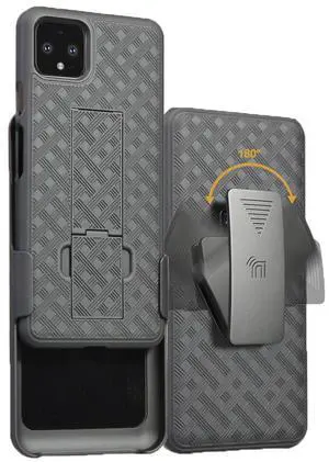Black Case Kickstand Cover + Belt Clip Holster Holder for Google Pixel 4 XL