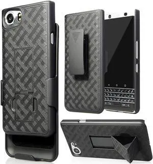 Black Kickstand Case Cover + Belt Clip Holster Combo for BlackBerry KEYone