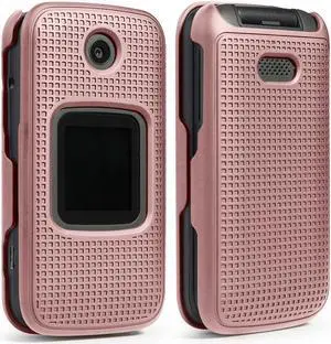 Rose Gold Pink Grid Texture Snap-On Case Cover for Alcatel Smartflip, Go Flip 3 Rose Gold Pink Grid Texture Snap-On Case Cover for Alcatel Smartflip, Go Flip 3