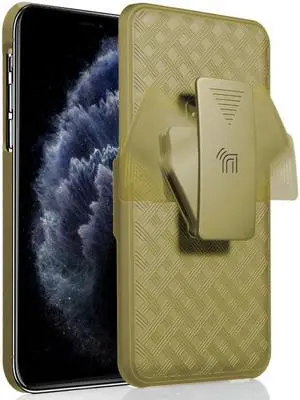 Gold Kickstand Case Cover + Belt Clip Holster Tempered Glass for Apple iPhone 11