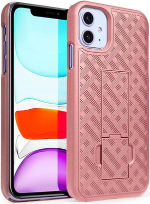 Rose Gold Pink Slim Case Hard Shell Cover with Kickstand for Apple iPhone 11