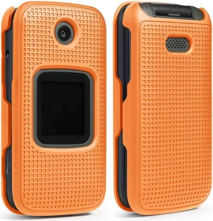 Bright Orange Grid Texture Snap-On Case Cover for Alcatel Smartflip, Go Flip 3 Bright Orange Grid Texture Snap-On Case Cover for Alcatel Smartflip, Go Flip 3