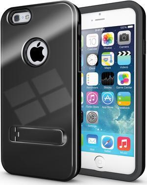 BLACK SLIM TOUGH SHIELD GLOSSY ARMOR HYBRID CASE COVER SKIN FOR iPHONE 6 (4.7")