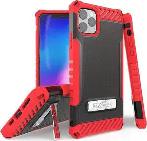 Red Rugged Tri-Shield Case Cover Stand Wrist Lanyard for Apple iPhone 11 Pro