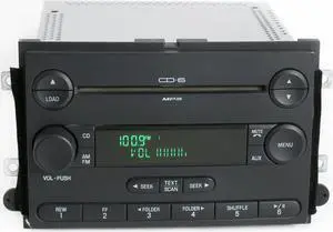 Ford 2006 Fusion Milan AM FM 6 Disc CD Radio w Aux Input 6E5T-18C815-AH No Clock