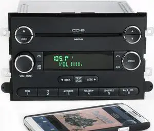 Ford Fusion 06-09 AM FM 6 Disc CD Radio Chrome w Bluetooth Music 8E5T-18C815-AF
