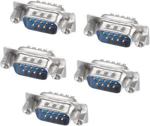 D-sub Connector Male Plug 9-pin 2-row Port Terminal Breakout for Mechanical Equipment CNC Computers Blue Pack of 5