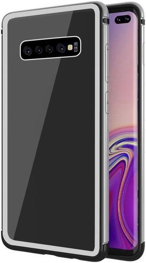 Silicone Case Soft Bumper PC Hybrid Shockproof Shadow Series Case for Samsung Galaxy S10 Plus (Silver)