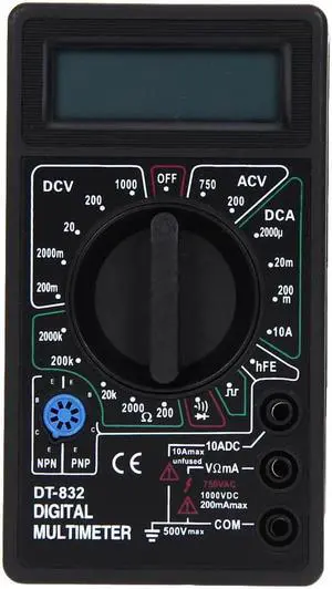 DT832 Digital LCD Multimeter DC AC Voltmeter Ammeter Ohm Tester Meter Buzzer Function with Test Probe For RC Model