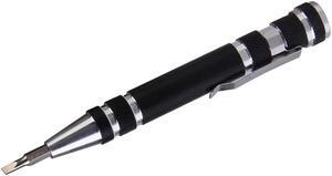Portable Screwdriver Set 8 in 1 Aluminum Multi-Tool Phone Screw Driver Pen Set Tools Precision Phone Repair Tool Kit - Black