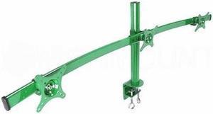 Monmount Triple LCD Monitor Arm Desk Mount, Curved Surround View, Green