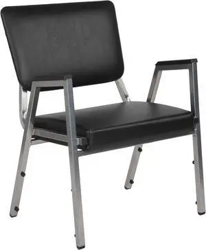 Flash Furniture HERCULES Series 1500 lb. Rated Antimicrobial Vinyl Bariatric Arm Chair with 3/4 Panel Back and Silver Vein Frame, Black