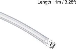 Silicone Tubing 1mm ID X 3mm OD 3.28ft 1m Flexible Silicon Rubber Tube Air Hose Pipe for Pump Transfer Clear