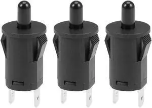 Refrigerator Door Light Switch 10mm Momentary Fridge Switch Normally Closed PB35 AC 250V 3A Black 3pcs