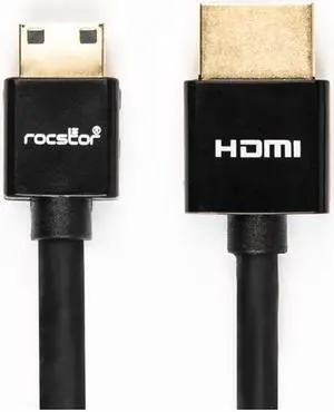 Rocstor 3ft Slim High-Speed HDMI Cable with Ethernet - HDMI to HDMI Mini M/M