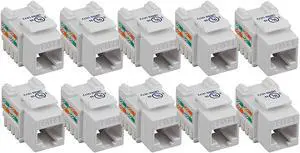 iMBAPrice (10-Pack) Cat6 RJ45 Punch-Down Keystone Jack in (White)