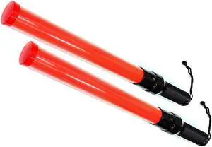 iMBAPrice (2-Pack) 21" Long Traffic Safety Flashing LED Light Control Wand Baton Flashlight with Blinking and Steady-glo