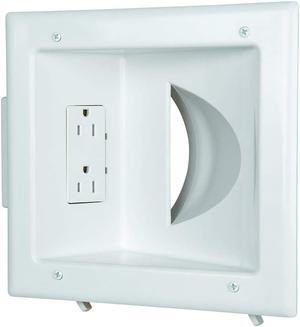 Datacomm Electronics 45-0031-WH Recessed Low Voltage Media Plate with Duplex Receptacle - White