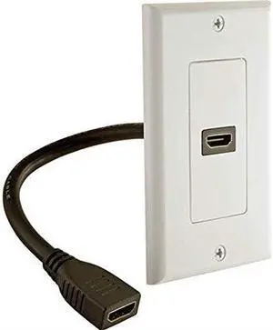 iMBAPrice - HDMI Pigtail Wall Plate Built-in Flexible Hi-Speed HDMI Cable with Ethernet Single Port (1 Port) White