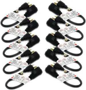18 AWG Outlet Saver Power Extension Cord - 1 Feet - 10 PACK