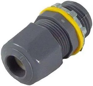 LIQUID TIGHT STRAIN RELIEF - 1/2 INCH NPT THREAD, W/1 ROUND HOLE FOR USE-2 #12 & #10 WIRE, .100-.300", GRAY, (PACK OF 5)